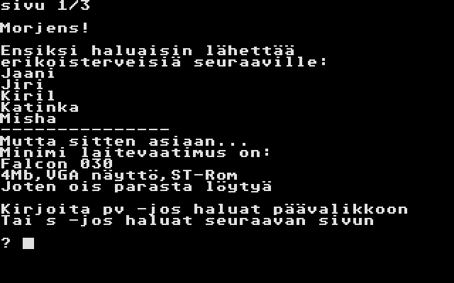 Pöljän Taistelu II atari screenshot